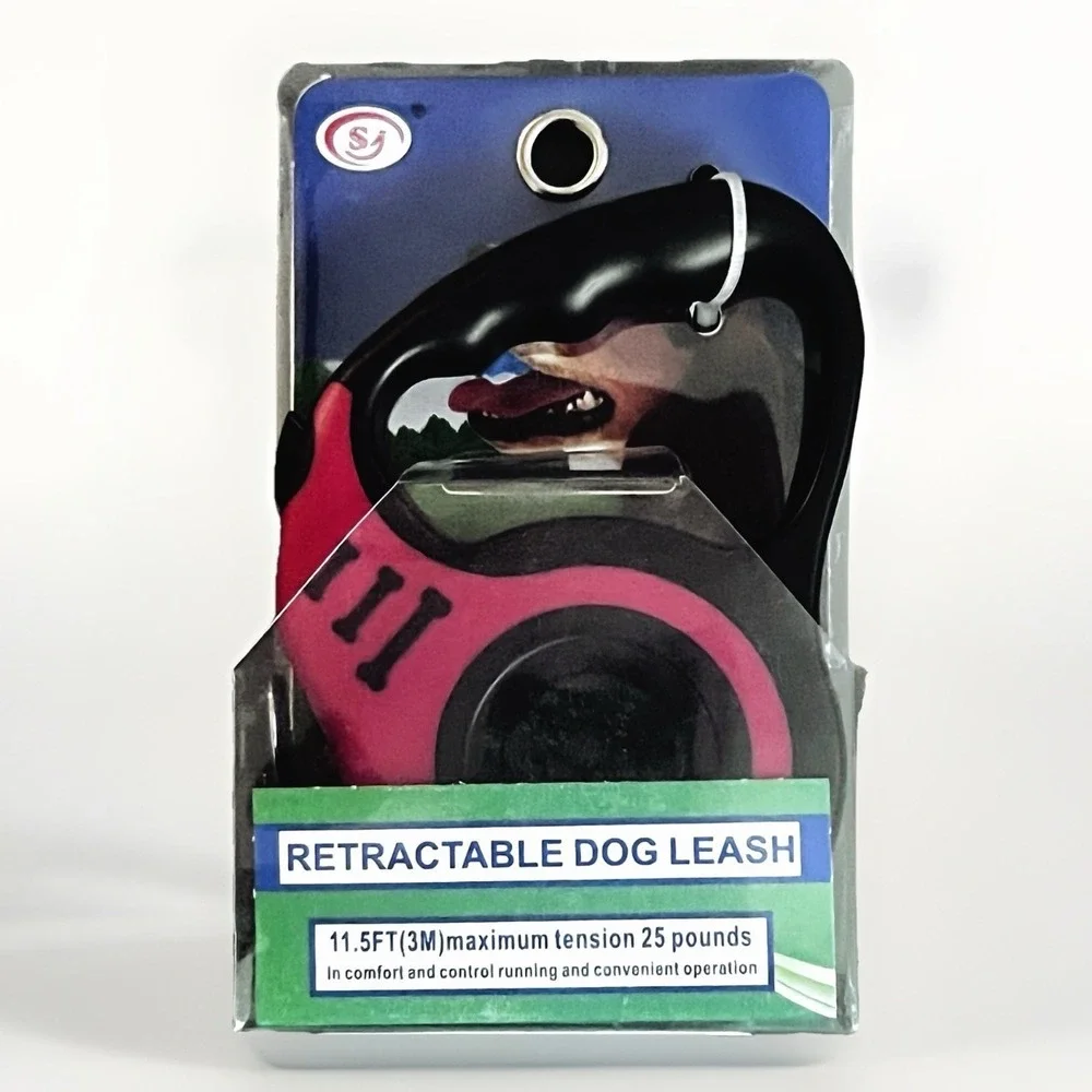 1-Red, 1-Blue Automatic Retractable Dog Leashes W/Lock Anti-Pulling Design New